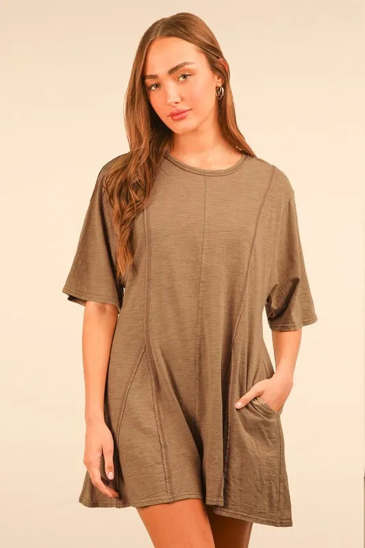 Mineral Washed Oversized Knit Comfy Romper