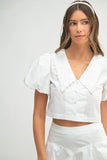 Puff Sleeve Button Down Top and Bubble Skirt Set