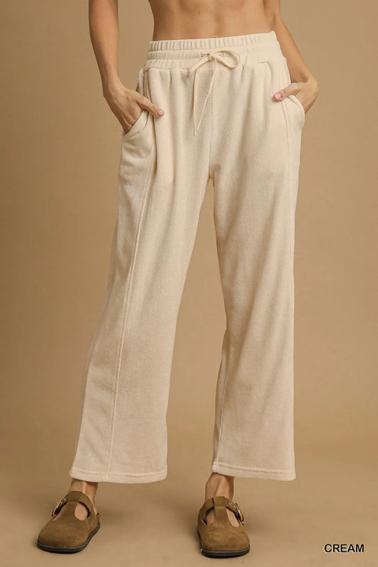 Adjustable Wide Leg Drawstring Pants