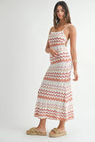 Lightweight Pointelle Chevron Knit Maxi Dress
