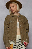 Textured Button Front Jacket with Dual Flap Pockets