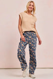 Vintage Bohemian Floral Wide-Leg Denim Jeans