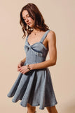 Vintage Bow Ribbon Flare Denim Dress