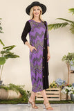Full Size Geo Print Paneled Dress with Buttons Plus Size