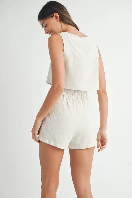 Sleeveless Crop Top and Shorts Set