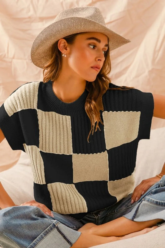 Check Plaid Casual Sweater Top