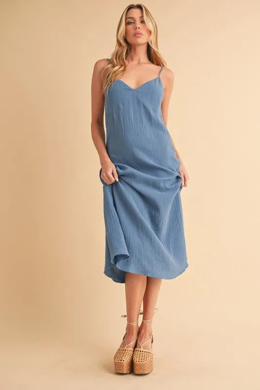 Side Button Midi Cami Dress