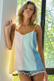 Linen Woven Color Block Sleeveless Top