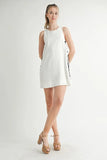 Linen Mix Side Ric Rac A-Line Mini Dress