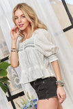 Smocked Puff Sleeve Peasant Blouse