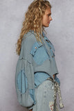 Distressed Denim Jacket with Cropped Raw Edge Detailing