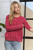 Mineral Washed Cable Knit Sweater Top