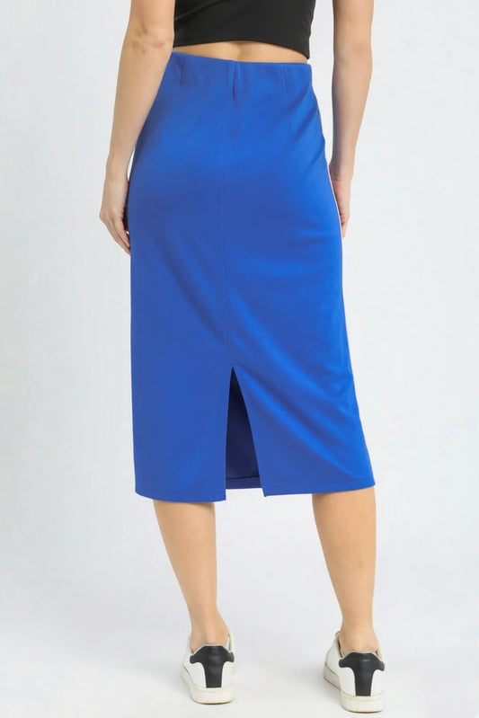 High-Waisted Midi Skirt with Elegant Piping Detail