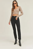 Long Sleeve Crop Sweater Top and Inner Bra Set