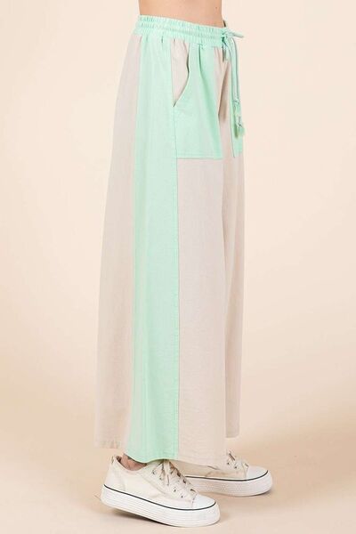 Mittoshop Color Block Wide Leg  Pants