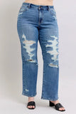 Full Size High Waist Heavy Destroy Straight Jeans Plus Size