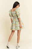 Fruits Printed Smocking Mini Dress