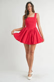 Poplin Square Neckline Bubble Mini Dress