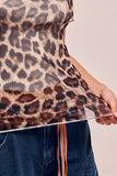 Chic Leopard Print Mesh Short Sleeve Top
