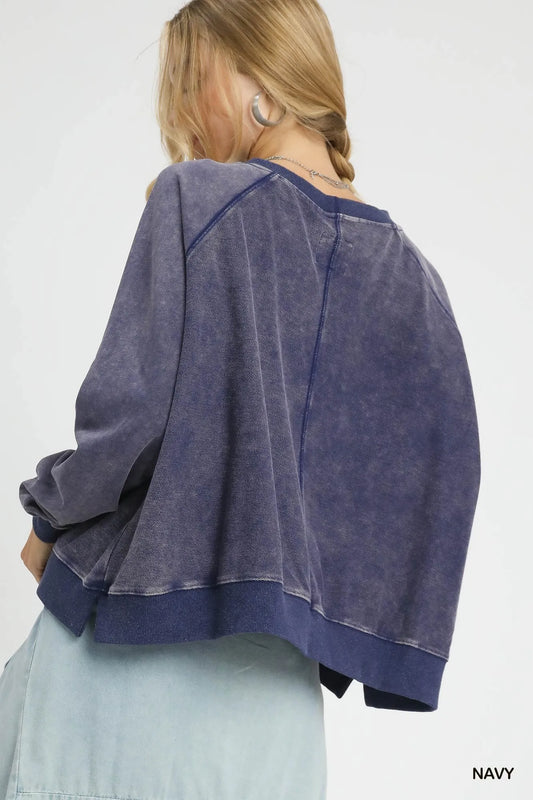 Edgy Mineral Wash Terry Sweatshirt