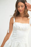 Shoulder Tie Corset Panel Mini Dress