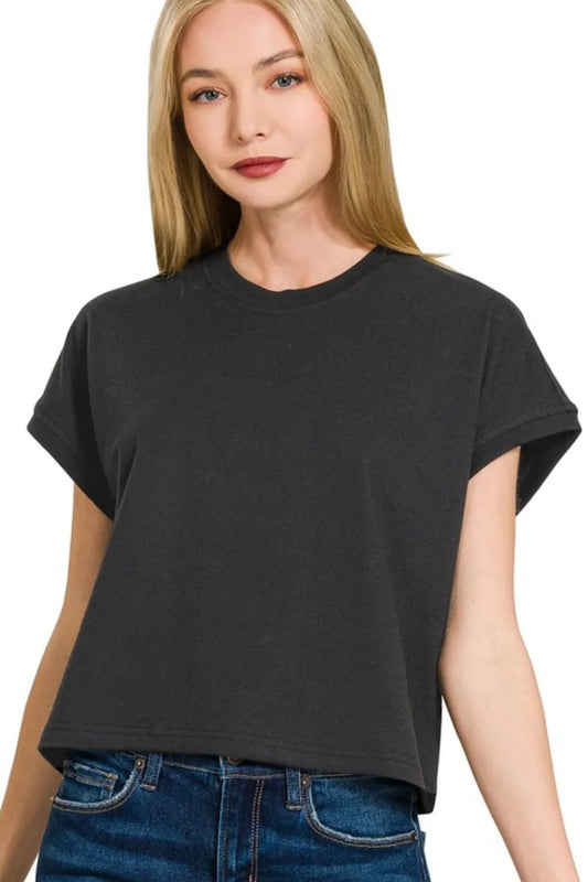 Premium Cotton Relaxed Crop Tee