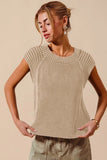 Ribbed Knit Sleeveless Pullover Tank Vest