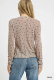 Long-Sleeve Bow Pattern Knit Top