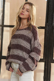 Horizontal Stripes Knit Textured Sweater