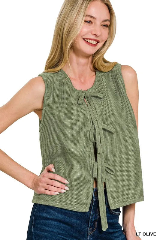 Tie Front Sweater Vest