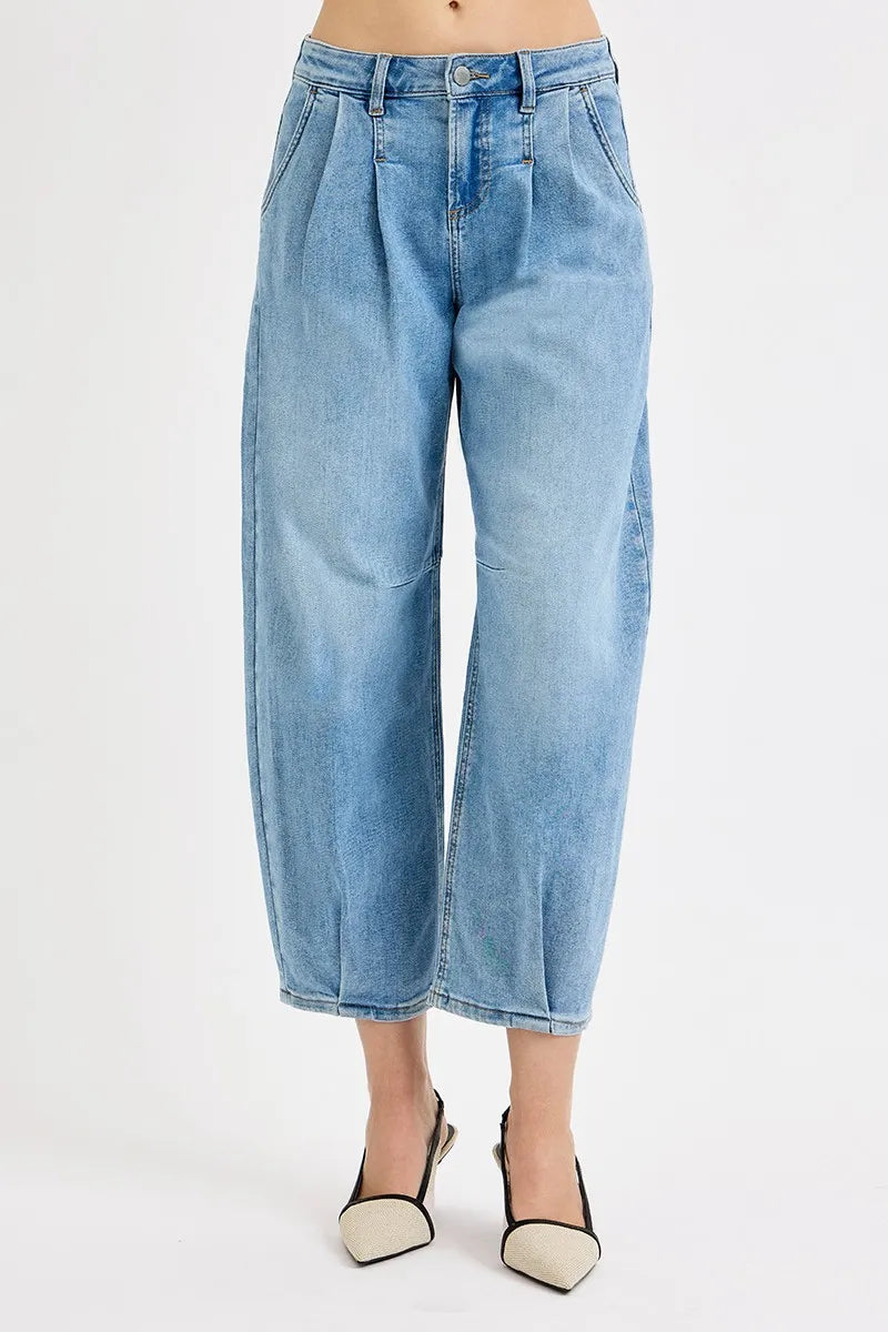 Vintage-Inspired High Waist Cropped Wide Leg Jeans