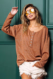 Mink Lurex Stitched Button Detail Top
