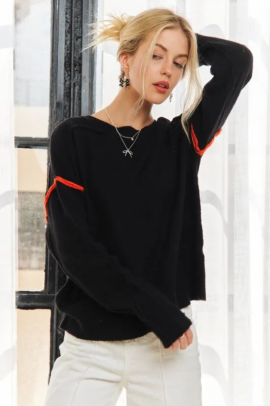 Stripe Accent Sweater Top
