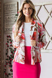 Full Size Shawl Floral Open Blazers Plus Size