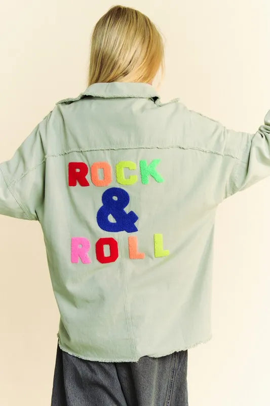 Multi Color Rock & Roll Fringed Hem Loose Fit Shirt Jacket