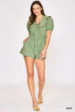 Cultured Short Sleeve Button-Front Romper