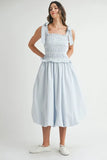 Smocked Bodice Bubble Midi Dress