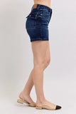 High Waist Back Flap Pocket Denim Shorts