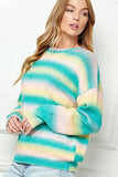 Ombre Drop Shoulder Knit Pullover Sweater