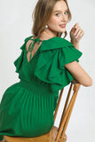 Vibrant Ruffle Sleeve A-Line Party Dress