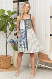 Patchwork Button Front Mini Dress