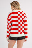 Striped & Checkered Drop Shoulder Sweater