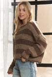 Horizontal Stripes Knit Textured Sweater