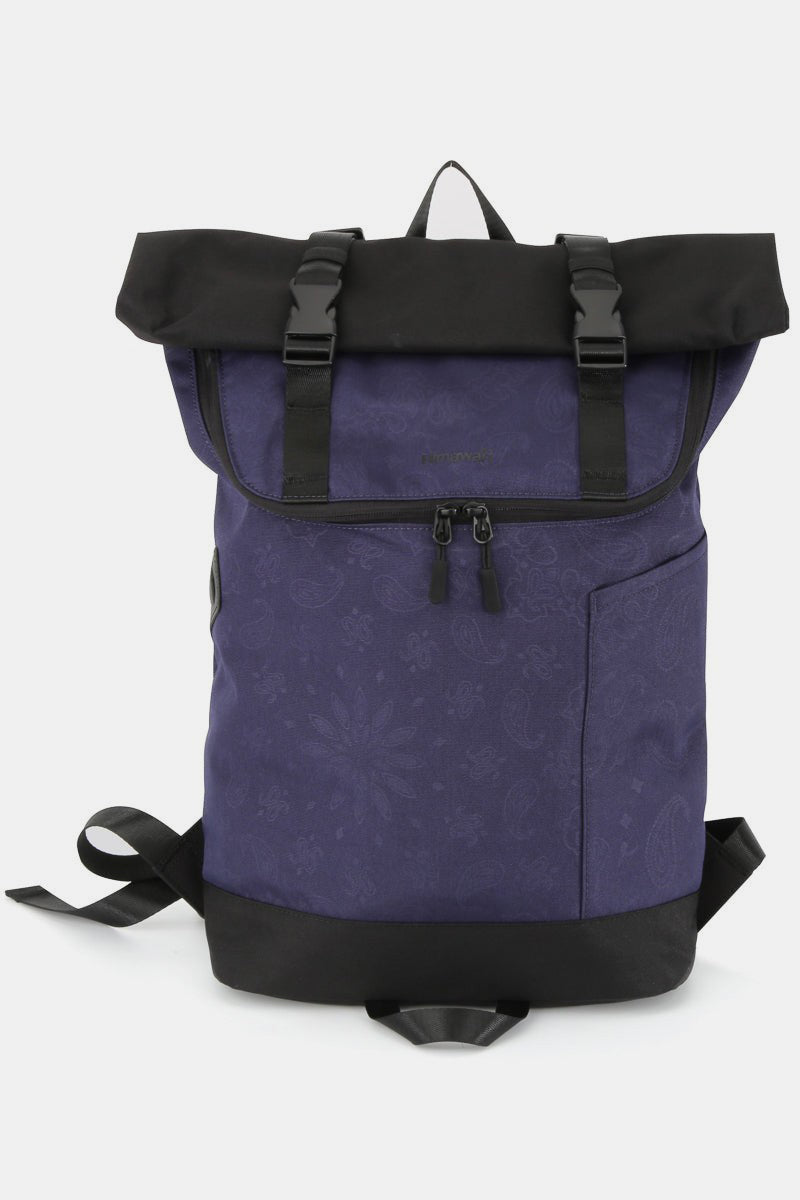Contrast Waterproof Canvas Backpack Bag - Navy