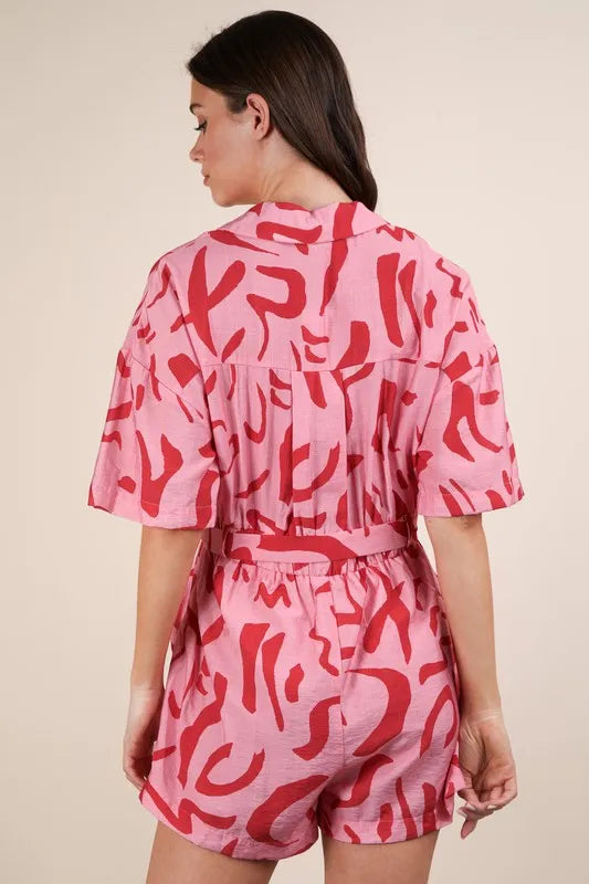 Oversized Printed Button Down Resort Romper
