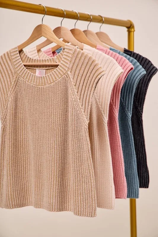 Ribbed Knit Sleeveless Pullover Tank Vest