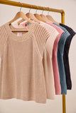 Ribbed Knit Sleeveless Pullover Tank Vest