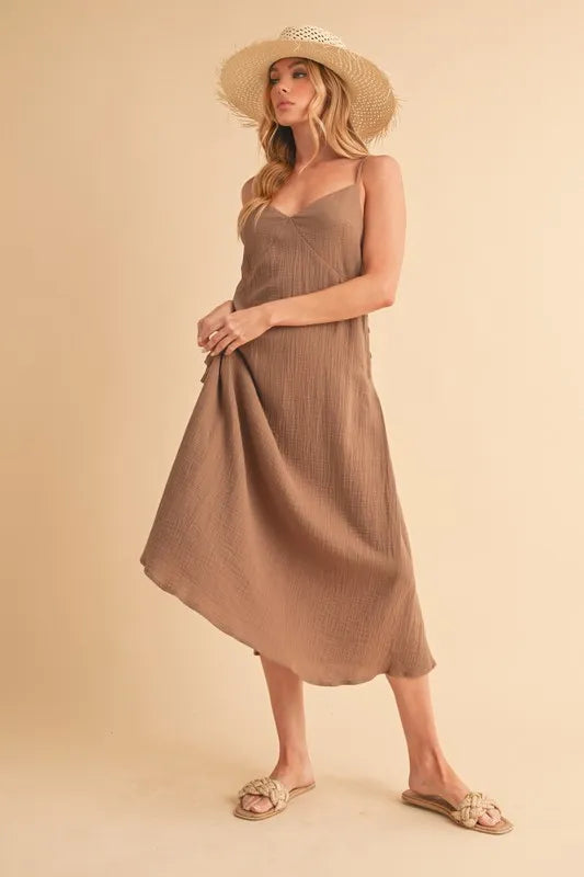 Side Button Midi Cami Dress