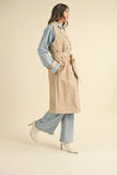 Layered Look Trench Coat With Denim Jacket