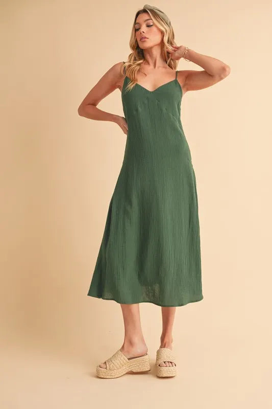 Side Button Midi Cami Dress